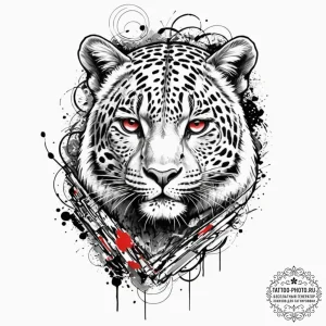 Leopard, tattoo line art, on a clean white pa... - эскиз тату (№1752136976_0, 10.07.2025 08:42) — tattoo-photo.ru