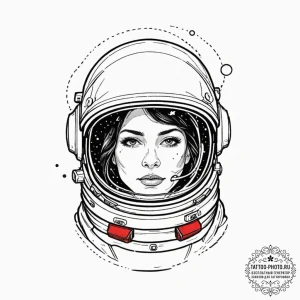 An astronaut's helmet reflecting the earth.,... - эскиз тату (№1752137560_0, 10.07.2025 08:52) — tattoo-photo.ru