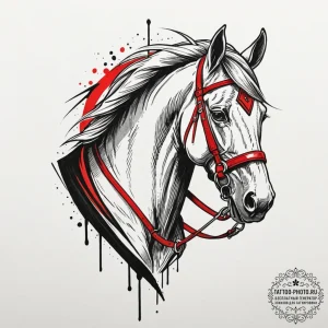 A sketch of roach, geralt's loyal horse., tat... - эскиз тату (№1752138648_0, 10.07.2025 09:10) — tattoo-photo.ru
