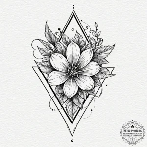 Tattoo sketch a simple triangle with a floral... - эскиз тату (№1752138732_0, 10.07.2025 09:12) — tattoo-photo.ru