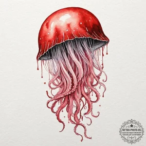 Tattoo sketch a cosmic jellyfish, its bell a... - эскиз тату (№1752139318_0, 10.07.2025 09:21) — tattoo-photo.ru