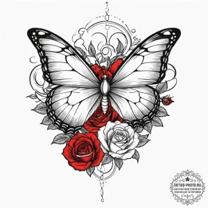 Tattoo design a butterfly with one wing made... - эскиз тату (№1752139652_0, 10.07.2025 09:27) — tattoo-photo.ru
