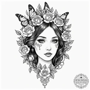 Tattoo design a porcelain doll's face, beauti... - эскиз тату (№1752140443_0, 10.07.2025 09:40) — tattoo-photo.ru