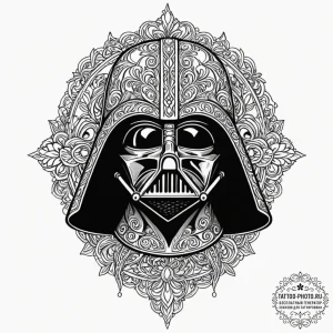 Neo-traditional tattoo design of darth vader'... - эскиз тату (№1752140605_0, 10.07.2025 09:43) — tattoo-photo.ru