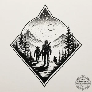 14. graphic art of the mandalorian and grogu... - эскиз тату (№1752141271_0, 10.07.2025 09:54) — tattoo-photo.ru