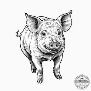 Pig, tattoo drawing outline, black and grey t... - эскиз тату (№1752141354_0, 10.07.2025 09:55) — tattoo-photo.ru
