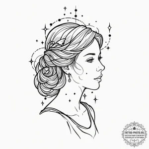 Tattoo design a virgo constellation, with sta... - эскиз тату (№1752143523_0, 10.07.2025 10:32) — tattoo-photo.ru