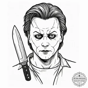 A graphic novel style portrait of michael mye... - эскиз тату (№1752144278_0, 10.07.2025 10:44) — tattoo-photo.ru