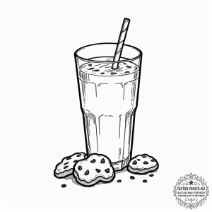 Tattoo design a 'cookie' on one, a 'glass of... - эскиз тату (№1752145283_0, 10.07.2025 11:01) — tattoo-photo.ru