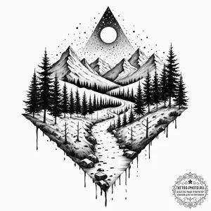 A minimalist tattoo of the path of the fellow... - эскиз тату (№1752145785_0, 10.07.2025 11:09) — tattoo-photo.ru