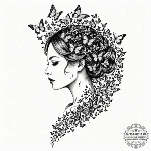 Tattoo design a woman's silhouette made of co... - эскиз тату (№1752147249_0, 10.07.2025 11:34) — tattoo-photo.ru