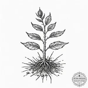 Tattoo sketch a small sprout emerging from cr... - эскиз тату (№1752147919_0, 10.07.2025 11:45) — tattoo-photo.ru
