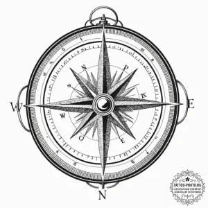 Tattoo sketch a pair of compasses, one showin... - эскиз тату (№1752148516_0, 10.07.2025 11:55) — tattoo-photo.ru