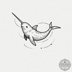 Narwhal, concept art for tattoo, on a clean w... - эскиз тату (№1752156664_0, 10.07.2025 14:11) — tattoo-photo.ru