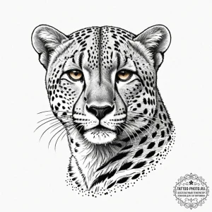 Cheetah, tattoo line art, dotwork shading, st... - эскиз тату (№1752156821_0, 10.07.2025 14:13) — tattoo-photo.ru