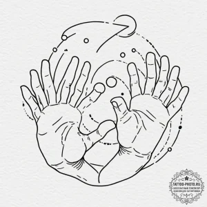 Tattoo sketch a pair of human hands, carefull... - эскиз тату (№1752156975_0, 10.07.2025 14:16) — tattoo-photo.ru