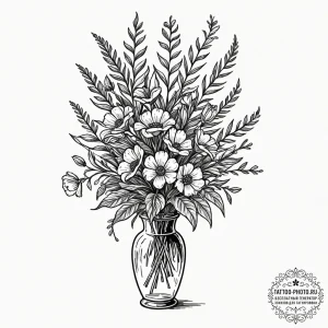Tattoo sketch a wilted bouquet of flowers in... - эскиз тату (№1752157395_0, 10.07.2025 14:23) — tattoo-photo.ru
