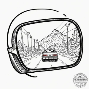 Tattoo sketch a car's rearview mirror, but in... - эскиз тату (№1752158681_0, 10.07.2025 14:44) — tattoo-photo.ru