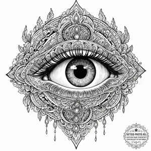 Cyborg eye, ink illustration for tattoo, orna... - эскиз тату (№1752158768_0, 10.07.2025 14:46) — tattoo-photo.ru