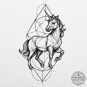 Linework tattoo design of the origami unicorn... - эскиз тату (№1752158936_0, 10.07.2025 14:48) — tattoo-photo.ru