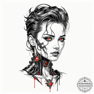 121. trash polka portrait of the t-800, half... - эскиз тату (№1752159195_0, 10.07.2025 14:53) — tattoo-photo.ru