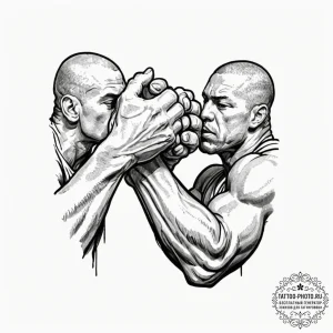 Tattoo sketch a strong, muscular arm wrestlin... - эскиз тату (№1752159452_0, 10.07.2025 14:57) — tattoo-photo.ru