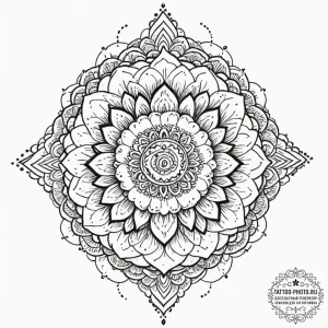 Tattoo design: a geometrical mandala incorpor... - эскиз тату (№1752159877_0, 10.07.2025 15:04) — tattoo-photo.ru