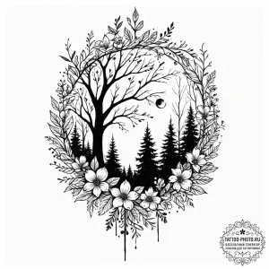 Tattoo sketch a subtle forest silhouette inco... - эскиз тату (№1752160049_0, 10.07.2025 15:07) — tattoo-photo.ru