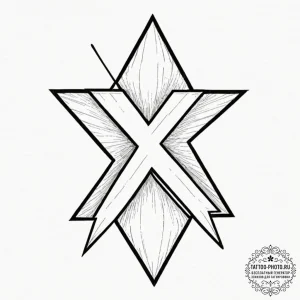 A linework tattoo of the x-men logo,, tattoo... - эскиз тату (№1752160394_0, 10.07.2025 15:13) — tattoo-photo.ru