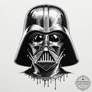 A sketch style portrait of darth vader, half... - эскиз тату (№1752160480_0, 10.07.2025 15:14) — tattoo-photo.ru