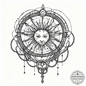Tattoo sketch a zodiac symbol as a key to an... - эскиз тату (№1752160650_0, 10.07.2025 15:17) — tattoo-photo.ru