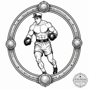 Tattoo design a boxing ring with a powerful f... - эскиз тату (№1752160982_0, 10.07.2025 15:23) — tattoo-photo.ru