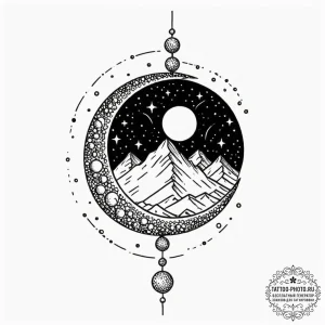 Tattoo design a moon that is also a disco bal... - эскиз тату (№1752161403_0, 10.07.2025 15:30) — tattoo-photo.ru