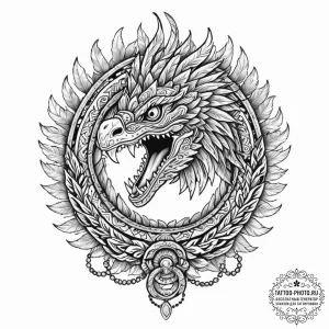 Aztec feathered serpent (quetzalcoatl), tatto... - эскиз тату (№1752161820_0, 10.07.2025 15:37) — tattoo-photo.ru