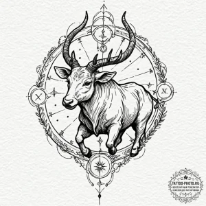 Tattoo design a zodiac animal partially rende... - эскиз тату (№1752162239_0, 10.07.2025 15:43) — tattoo-photo.ru