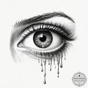 A single eye shedding a tear that becomes an... - эскиз тату (№1752162323_0, 10.07.2025 15:45) — tattoo-photo.ru