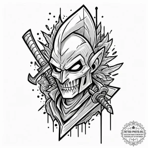 Executioner, tattoo drawing outline, new scho... - эскиз тату (№1752162407_0, 10.07.2025 15:46) — tattoo-photo.ru