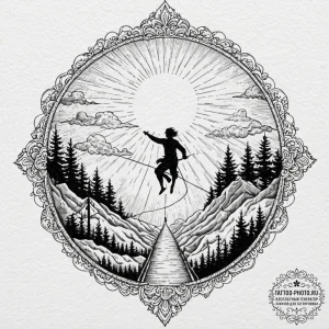 Tattoo sketch a human silhouette walking on a... - эскиз тату (№1752162578_0, 10.07.2025 15:49) — tattoo-photo.ru