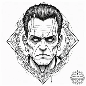 A neo-traditional tattoo portrait of frankens... - эскиз тату (№1752162748_0, 10.07.2025 15:52) — tattoo-photo.ru