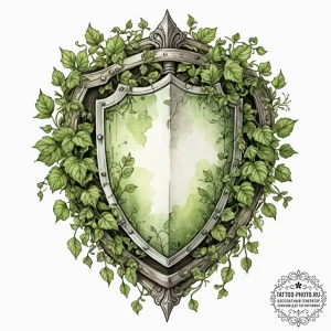 Tattoo design a warrior's shield overgrown wi... - эскиз тату (№1752163771_0, 10.07.2025 16:09) — tattoo-photo.ru