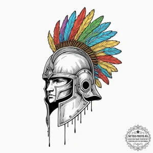 Tattoo sketch a warrior's helmet with a singl... - эскиз тату (№1752164027_0, 10.07.2025 16:13) — tattoo-photo.ru