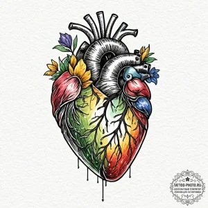 Tattoo sketch a realistic anatomical heart, e... - эскиз тату (№1752164112_0, 10.07.2025 16:15) — tattoo-photo.ru
