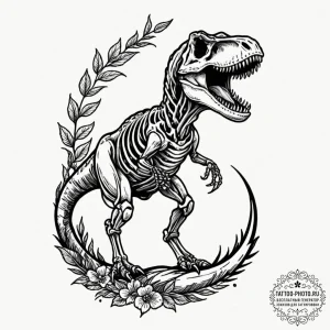 A minimalist linework tattoo of the t-rex ske... - эскиз тату (№1752164282_0, 10.07.2025 16:18) — tattoo-photo.ru