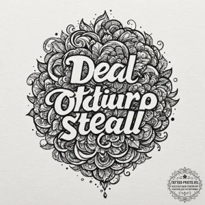 A chicano lettering tattoo of "it's a deal, i... - эскиз тату (№1752164367_0, 10.07.2025 16:19) — tattoo-photo.ru
