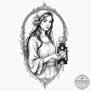 Tattoo design a virgo maiden with the "hermit... - эскиз тату (№1752166432_0, 10.07.2025 16:53) — tattoo-photo.ru