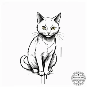 Black cat, ink illustration for tattoo, muted... - эскиз тату (№1752167014_0, 10.07.2025 17:03) — tattoo-photo.ru
