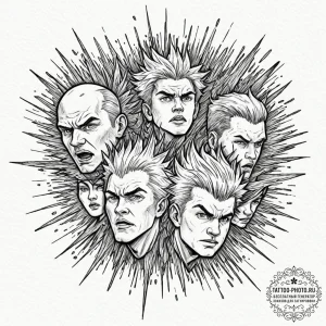 A graphic novel panel of the "diabolical" exp... - эскиз тату (№1752167694_0, 10.07.2025 17:14) — tattoo-photo.ru
