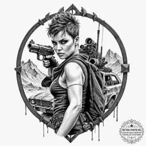 147. (mad max: fury road) a graphic sketch of... - эскиз тату (№1752167866_0, 10.07.2025 17:17) — tattoo-photo.ru