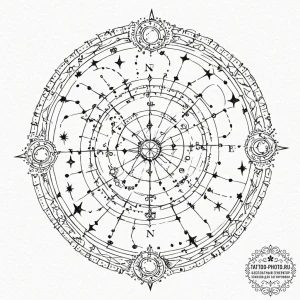 Tattoo sketch a zodiac constellation with a v... - эскиз тату (№1752168211_0, 10.07.2025 17:23) — tattoo-photo.ru