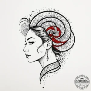 Tattoo design a cosmic swirl that subtly form... - эскиз тату (№1752169051_0, 10.07.2025 17:37) — tattoo-photo.ru